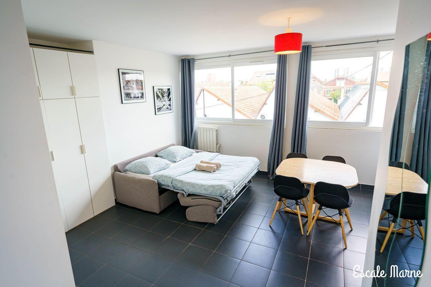 Escale-Marne Fr - 202 - Free Parking - Free Luggage Storage - All Equipped - Linen Included - Washing Machine - 10Mn Walk Metro 8 - Rer A - Panoramic View - From 1 To 14 Guests Maisons-Alfort Zimmer foto